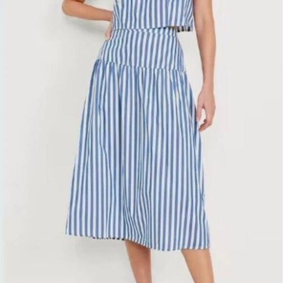 Old Navy | Blue and White Stripe Drop Waist Midi Skirt - Picture 1 of 6